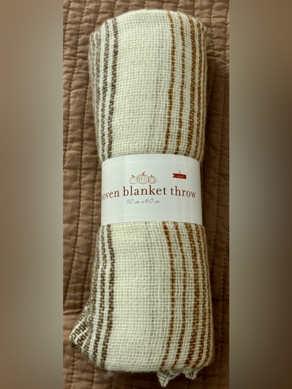 Target Woven Blanket Throw - Cream & Brown Stripes